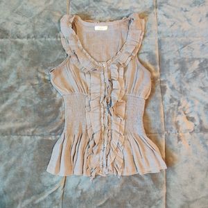 Poetry grey ruffle blouse M